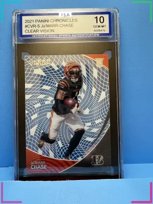 Ja'Marr Chase 2021 Panini Chronicles Clear Vision #CRV-5 ISA 10