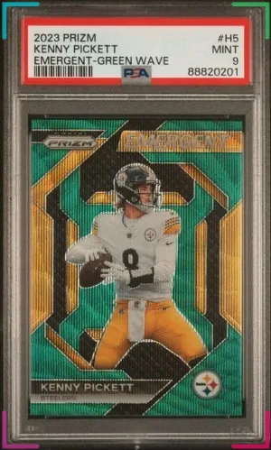 Kenny Pickett 2023 Panini Prizm Emergent Green Wave #H5 PSA 9