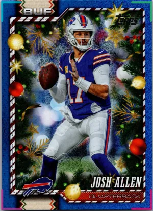 2026 Topps Holiday Josh Allen Card 10 Blue Metallic Glitter Buffalo Bills QB