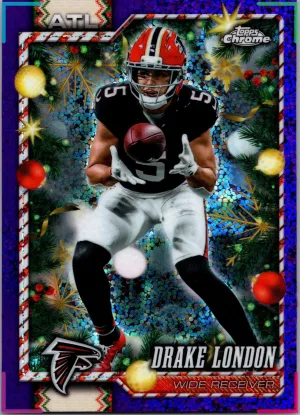 2026 Topps Holiday Drake London #5 Purple Chrome Sparkle Refractor 12/75 WR
