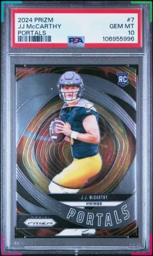 JJ McCarthy 2024 Panini Prizm Portals #7 PSA 10 RC
