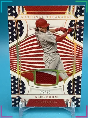Alec Bohm 2022 Panini National Treasures Red, White & Blue Patch #RWBAB 25/25