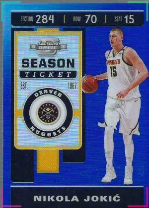 2019-20 Panini Contenders Optic Nikola Jokic Blue Season Ticket /99 #49 Nuggets
