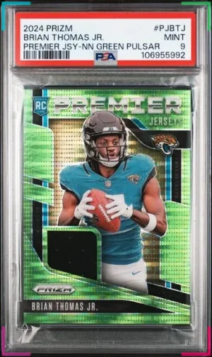 Brian Thomas Jr 2024 Panini Prizm Premier Jersey Green Pulsar #PJBTJ PSA 9 RC