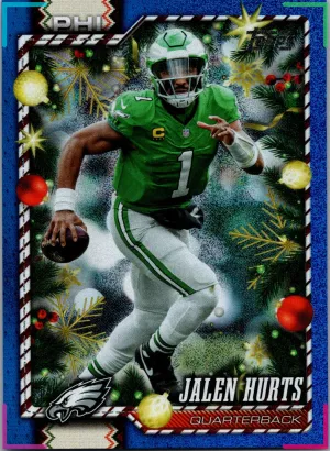 2026 Topps Holiday Jalen Hurts Card 83 Blue Metallic Glitter Eagles QB