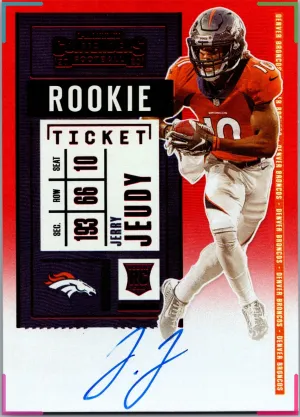 2020 Panini Contenders Jerry Jeudy Rookie Ticket On-Card Auto #106 Broncos