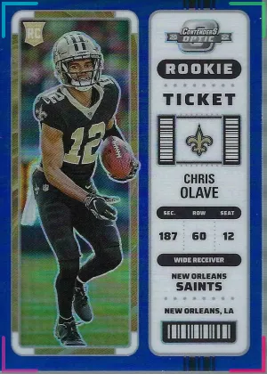 2022 Panini Contenders Optic Chris Olave Rookie Ticket Blue Prizm /99 #65 Saints