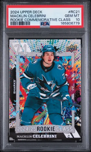 2024 Upper Deck #RC21 Macklin Celebrini Rookie Commemorative Class RC PSA 10