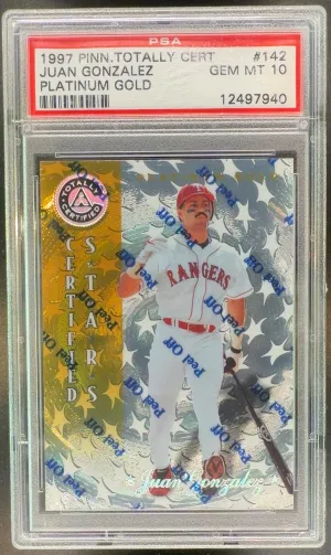 1997 Pinnacle Totally Certified Juan Gonzalez Platinum Gold /30 #142 PSA 10