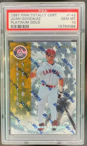1997 Pinnacle Totally Certified Juan Gonzalez Platinum Gold /30 #142 PSA 10
