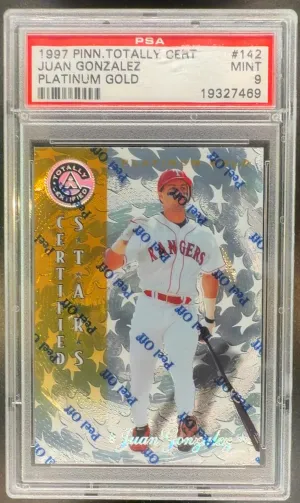 1997 Pinnacle Totally Certified Juan Gonzalez Platinum Gold /30 #142 PSA 9