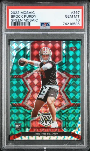 2022 Panini Mosaic Brock Purdy Green PSA 10