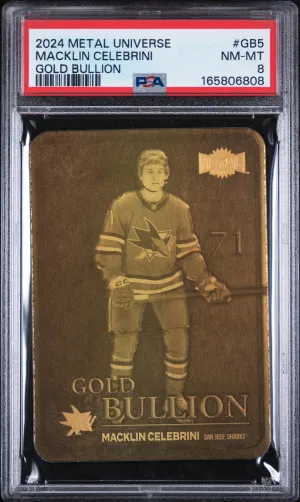 2024 Skybox Metal Universe Macklin Celebrini RC Gold Bullion PSA 8