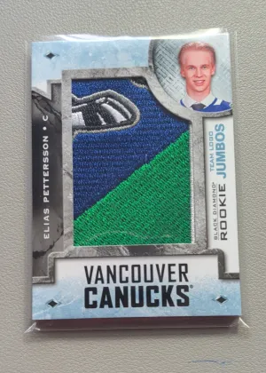 2018-19 Upper Deck Black Diamond Elias Pettersson Team Logo Jumbos Rookie Patch