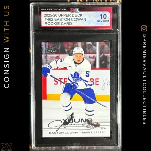 2025-26 Upper Deck Series 2 Easton Cowan Young Guns Rookie #462 KSA 10