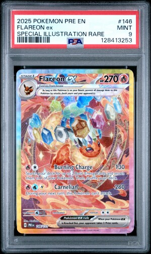 2025 Pokemon Pre En-Prismatic Evolutions Flareon Ex Special Illustration Rare PSA 9