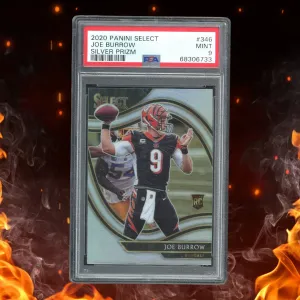 2020 Panini Select Joe Burrow Silver Prizm Rookie #346 PSA 9