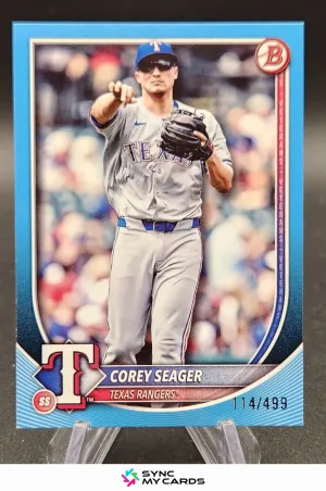 COREY SEAGER 2025 Bowman #38 SKY BLUE /499 Texas Rangers