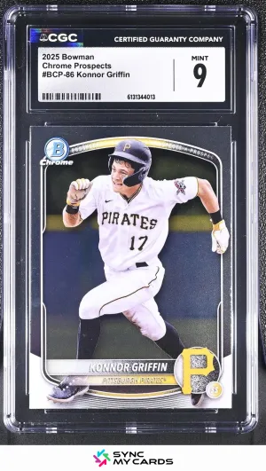 2025 Bowman Konnor Griffin Chrome Prospects #BCP-86 Pirates CGC 9 MINT