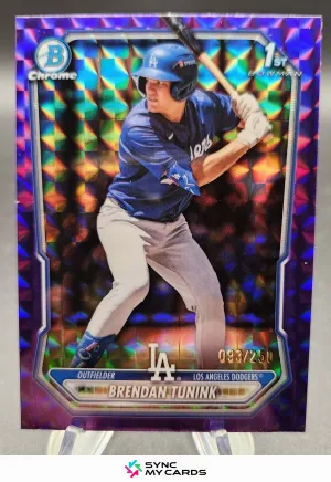 2026 Bowman Brendan Tunink Chrome Purple Geometric Refractor 1st #/250 Dodgers