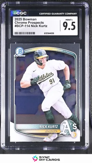 2025 Bowman - Chrome Prospects Nick Kurtz #BCP-114 (RC) Athletics CGC 9.5