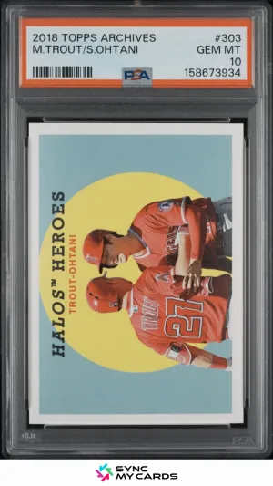 Topps 2018 Archives Halos Heroes Mike Trout/Shohei Ohtani RC #303 PSA 10