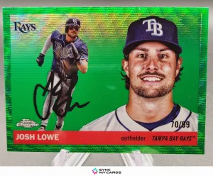 2025 Topps Chrome Platinum Anniversary Josh Lowe Green Wave Refractor /99 Rays