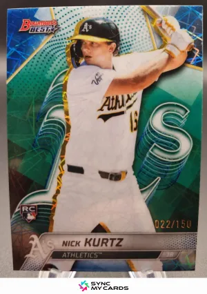 2025 Bowman’s Best #42 Nick Kurtz Blue Lazer Refractor RC /150 Athletics ROY