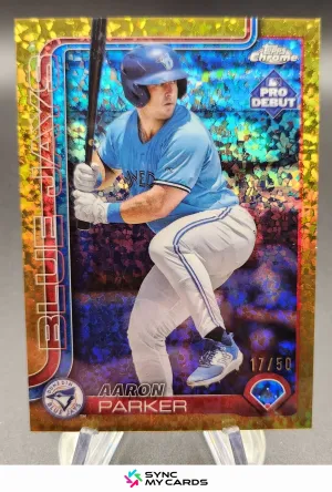 Aaron Parker 2025 Topps Pro Debut Gold Mini-Diamond Refractor /50 Blue Jays