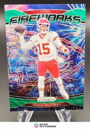 2024 Panini Prizm - Fireworks Green Wave #1 Patrick Mahomes II