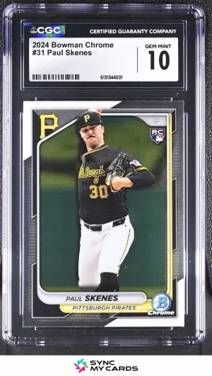 2024 Bowman Chrome Paul Skenes RC Rookie #31 Pirates CGC 10 GEM MINT