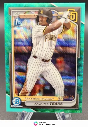 2024 Bowman Draft BDC-57 Kavares Tears Aqua Wave 1st Refractor #'d/125 Padres