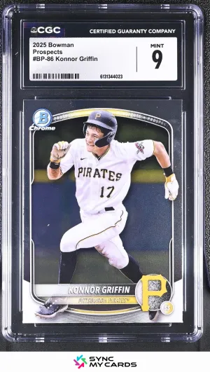 2025 Bowman Konnor Griffin Chrome Prospects #BCP-86 Pirates CGC 9 MINT