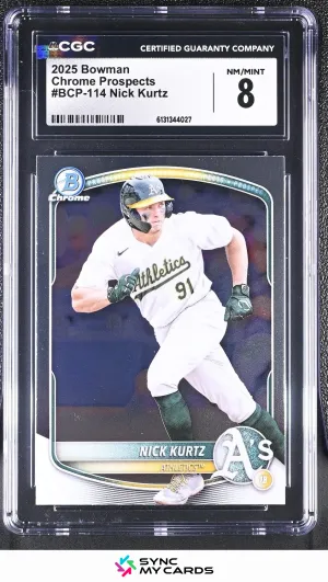 2025 Bowman - Chrome Prospects Nick Kurtz #BCP-114 (RC) Athletics CGC 8