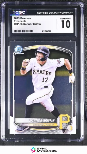 2025 Bowman Konnor Griffin Chrome Prospects #BCP-86 Pirates CGC 10 GEM MINT