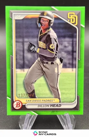 2024 Bowman #BP-109 Dillon Head Prospects Neon Green #/399