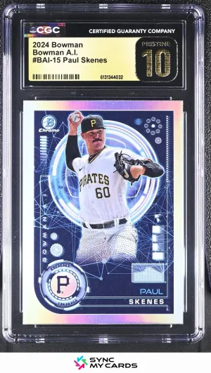 PAUL SKENES 2024 Topps Bowman Chrome AI BAI-15 Pirates RC CGC 10 Pristine