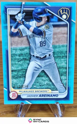 2024 Bowman - Prospects Sky Blue Border #BP-2 Jadher Areinamo #'d/499