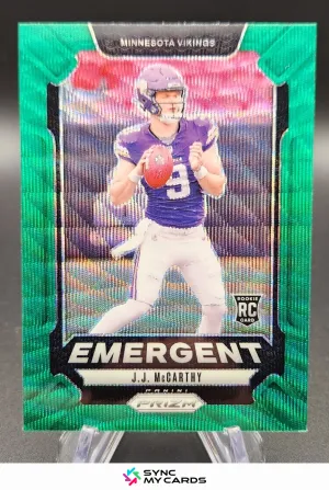 2024 Prizm JJ McCarthy Emergent #19 Green Wave RC Minnesota Vikings