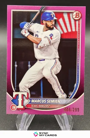 2025 Bowman #24 Marcus Semien Fuchsia #/299 Texas Rangers