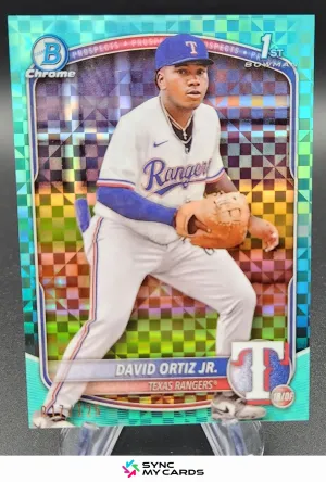 2025 Bowman BCP29 David Ortiz Jr 1st Chrome Aqua Geometric Refractor #/125 Texas