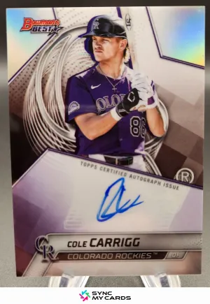 2025 Bowman's Best Best of 2025 Auto Cole Carrigg #B25-CCA Refractor Rockies RC