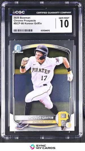 2025 Bowman Konnor Griffin Chrome Prospects #BCP-86 Pirates CGC 10 GEM MINT