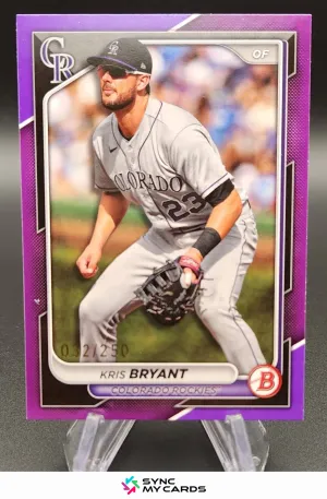 2024 Bowman KRIS BRYANT Purple Parallel /250 - Colorado Rockies
