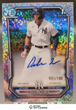 2026 Bowman #CPA-DL Dillon Lewis 1st Chrome Mini Diamond Refractor Auto /100
