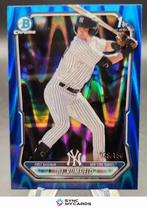 2026 Bowman T.J. Rumfield Chrome Blue RayWave /150 #BCP-134 1st Prospect Yankees