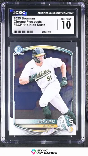 2025 Bowman - Chrome Prospects Nick Kurtz #BCP-114 (RC) Athletics CGC 10