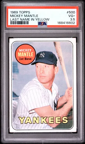 1969 Topps Mickey Mantle Last Name In Yellow PSA 3.5