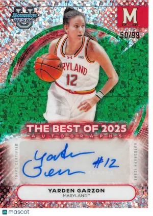 2025-26 Bowman University's Best Yarden Garzon Green Auto /99 #BA-YG Maryland Terrapins