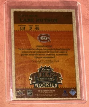 Lane Hutson Auto #d 3/5 Sp Rookie Retro Ticket Access  Credentials Ticket back